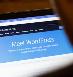 Wordpress homepage open on laptop screen