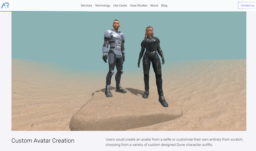A cool virtual desert landscape with two characters in space-like armor.