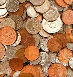 Mix of British coins, coppers, pennies and pounds