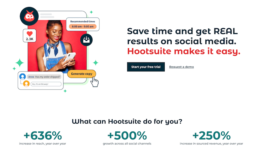 Hootsuite social listening tool website screenshot