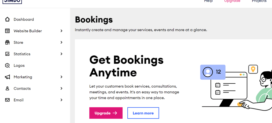 Jimdo Bookings dashboard