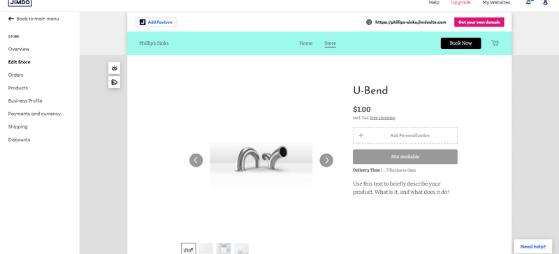 A product page with cyan banner showing off a pipe of some kind