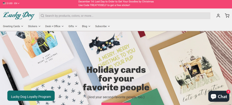 a holiday card website homepage