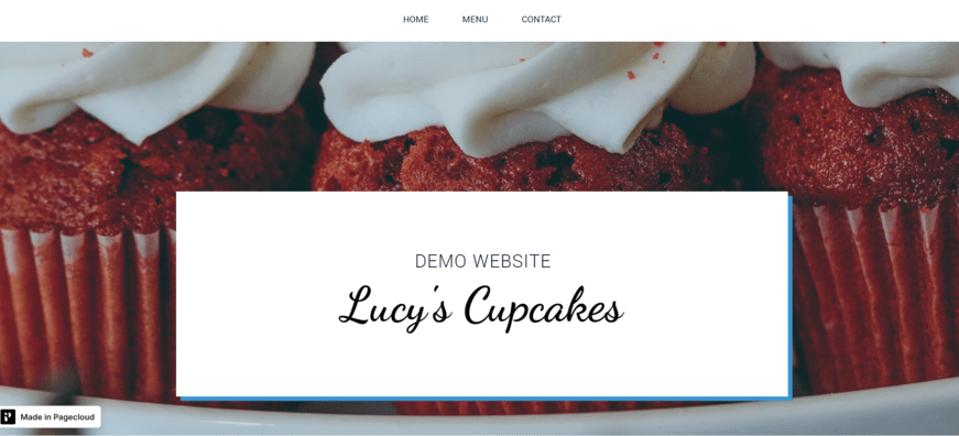 Demo website homepage for Lucy's Cupcakes