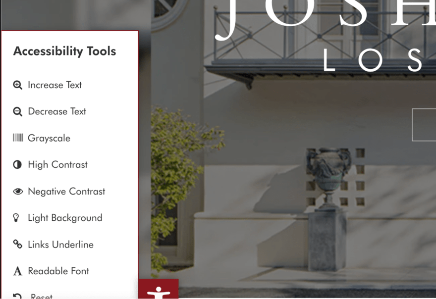 A website accessibility tools menu, offering options like text size adjustment and color contrast changes to enhance user experience for better website navigation.