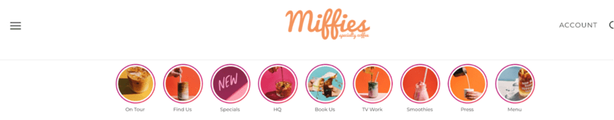 Miffie's website options.
