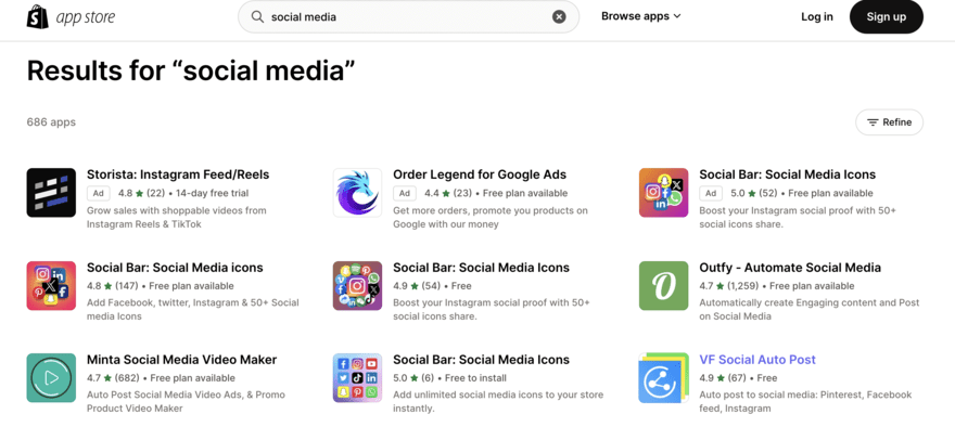 Shopify social media apps