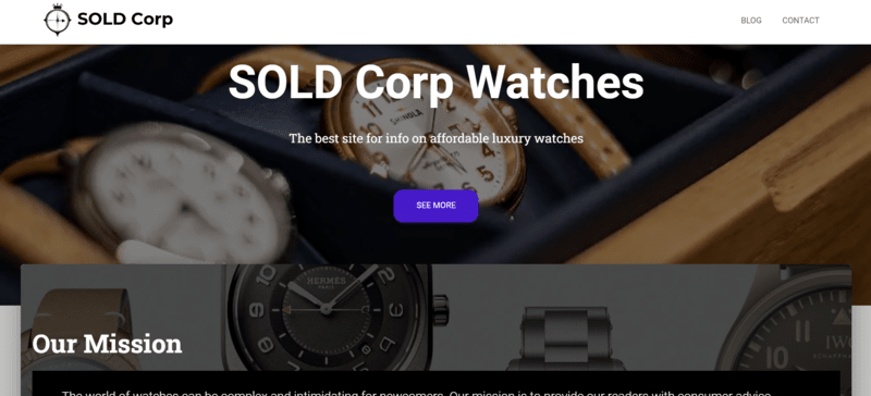 a watch reselling website homepage