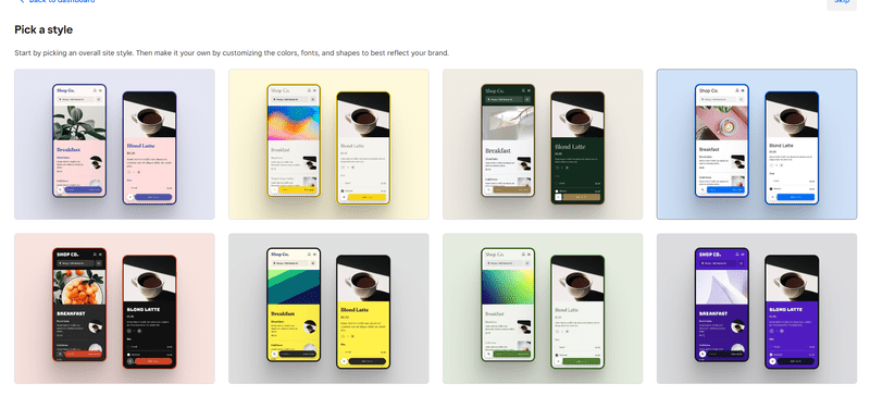 Square theme collection, showing rows of phones with website designs on them
