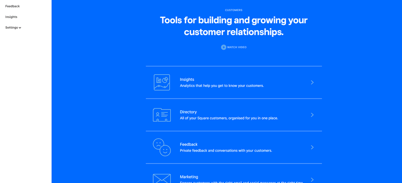 blue page with white text, teaching you about customer relations
