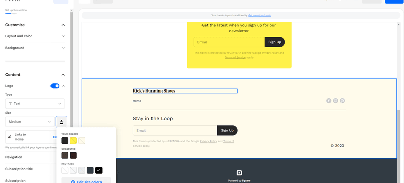 a yellow website is in an editor which is changing the text settings