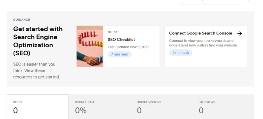 Squarespace traffic analytics dashboard with tutorials