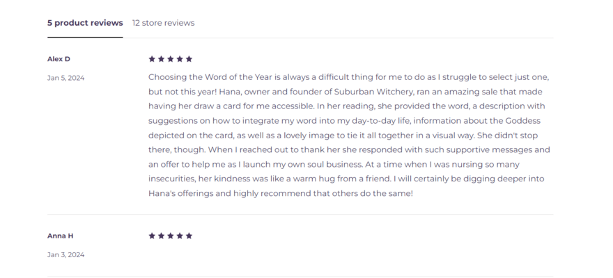 Product reviews on Suburban Witchery
