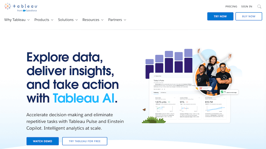 Tableau AI website homepage screenshot