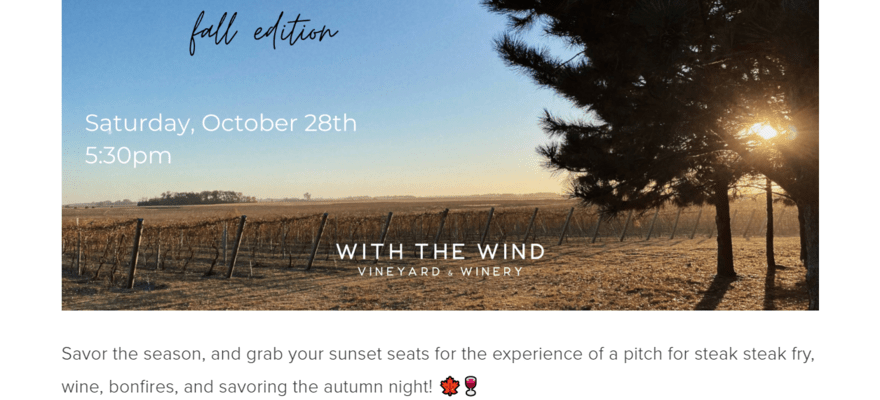 With the Wind events page with a button to secure tickets