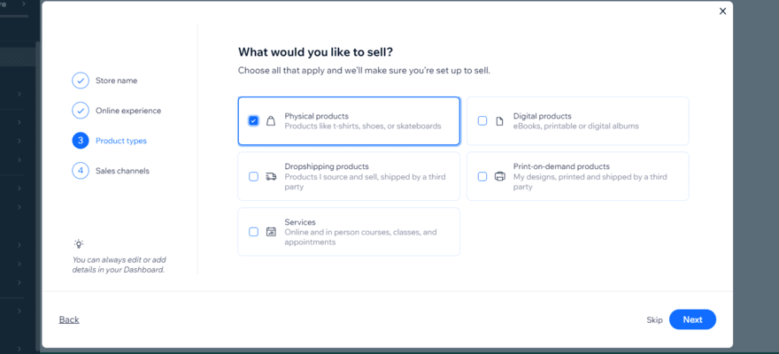 Wix onboarding questions