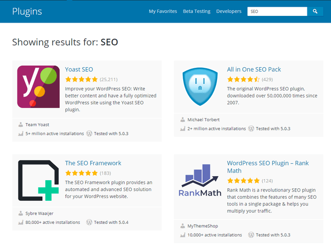 wordpress seo plugins search results